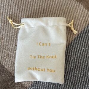 White and Gold Drawstring Bridesmaid Pouch